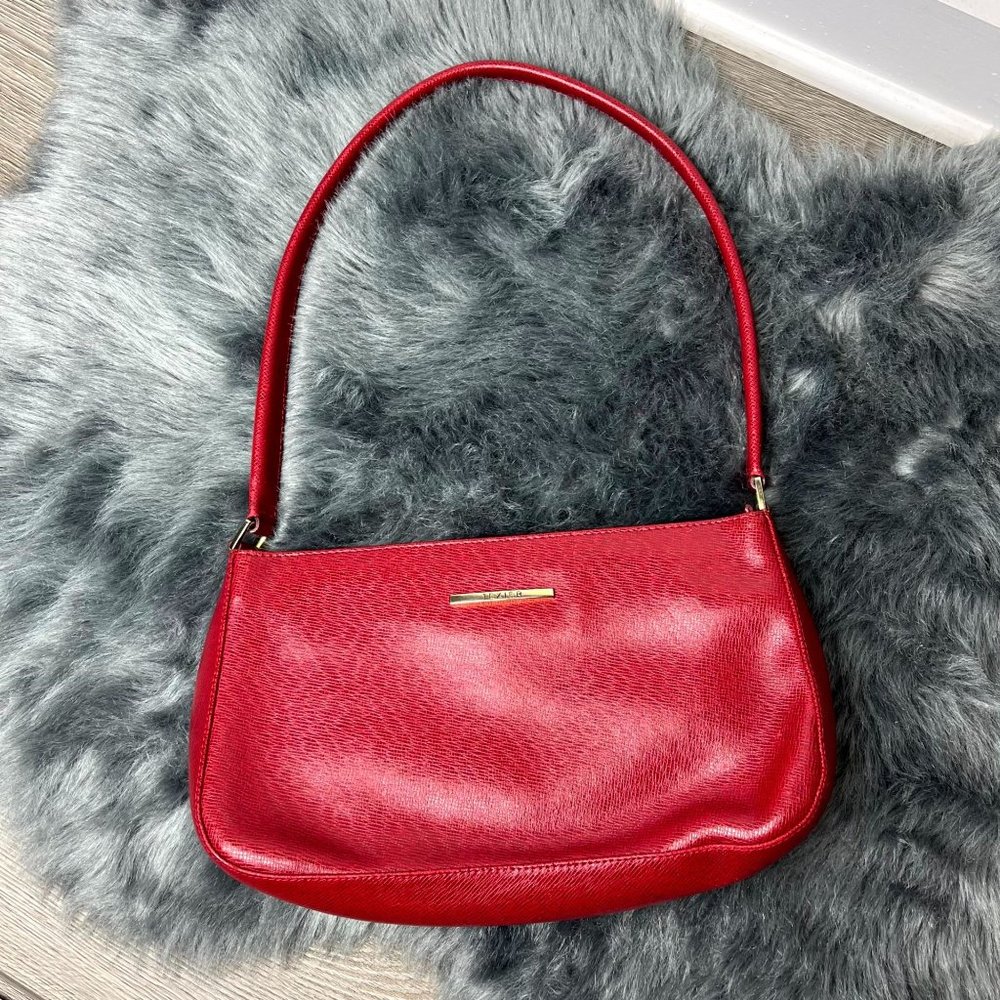 Texier Red Leather Hobo Bag Made in France